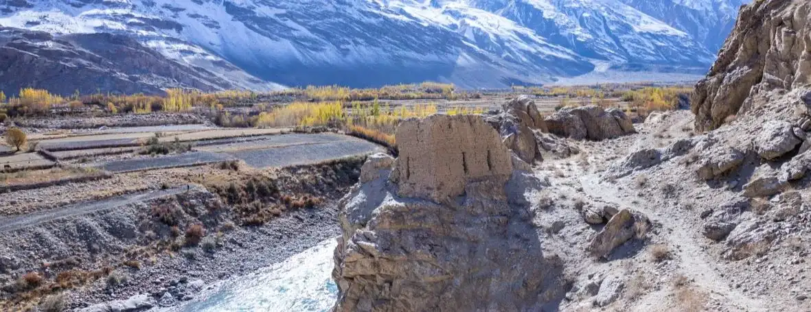 Snow mountains of the Hindu Kush across the Wakhan valley